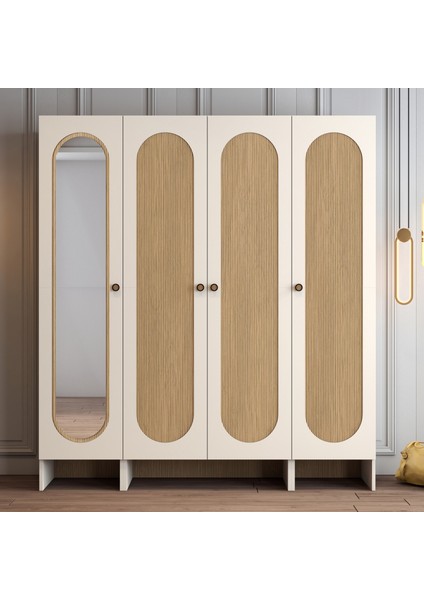 Münih 4 Kapaklı (423) Gardırop Krem / Gölge Çizgili Meşe fiyatları