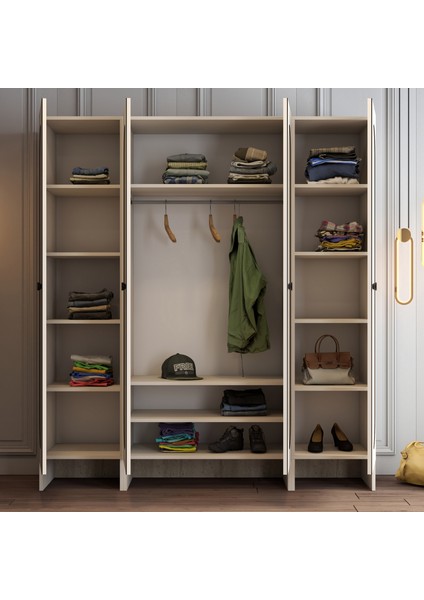 Münih 4 Kapaklı (414) Gardırop Krem / Traverten Mermer modelleri