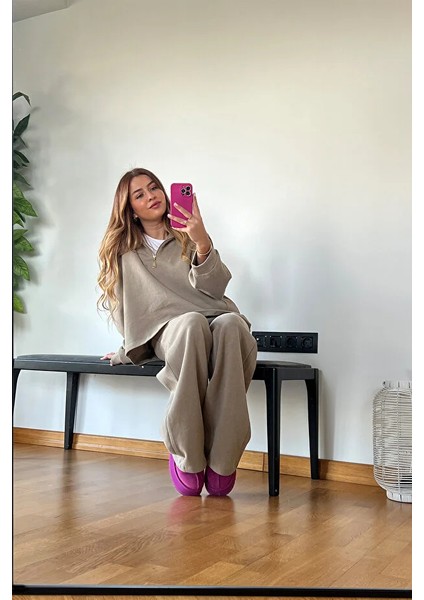 Kadın Açık Haki Fermuarlı Yeni Sezon Triko Takım – Oversize Günlük Kaliteli Rahat Kombin fırsatları