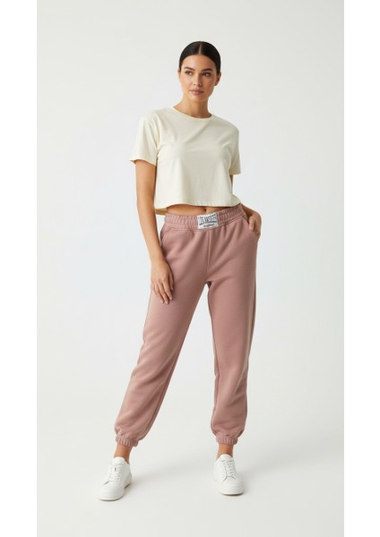 Kadın Paça Lastikli Üç Iplik Şardonlu Roberts Eşofman Altı Somon