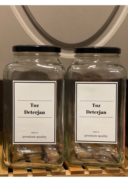 Ikili 3000ML Cam Kavanoz Seti, Toz Deterjan Için Ideal, Şık ve Kullanışlı Tasarım