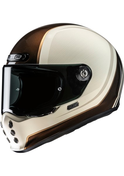 V10 Hodu Mc9 Kapalı Motosiklet Kaskı Krem Kahve