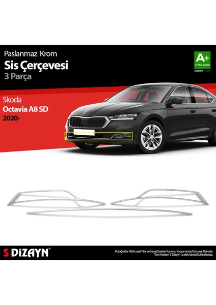 Skoda Octavia A8 Krom Sis Çerçevesi 3 Prç. 2020-2024