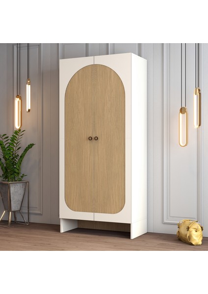 Münih 2 Kapaklı (1) Gardırop Krem / Gölge Çizgili Meşe fiyatları