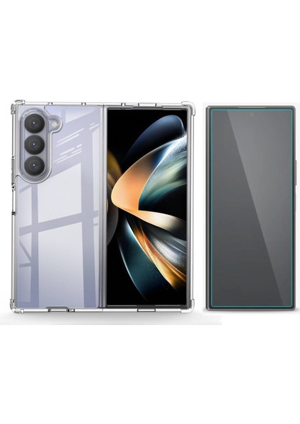 Samsung Galaxy Z Fold 6 Kılıf Zore Nitro Anti Shock Silikon Kılıf + Esnek Nano Ekran Koruyucu