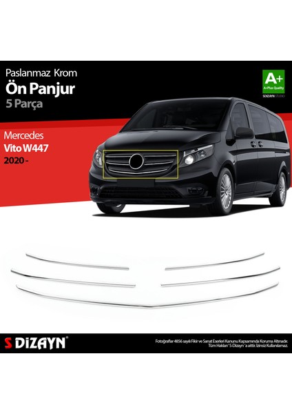 Mercedes Vito W447 Krom Ön Panjur 5 Prç. 2020-2024 A+ Kalite