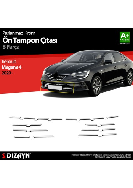 Renault Megane 4 Krom Ön Tampon Çıtası 8 Prç. 2020 Üzeri