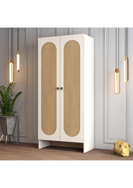Münih 2 Kapaklı (2) Gardırop Krem / Gölge Çizgili Meşe fiyatları