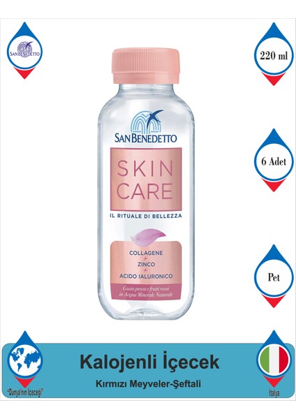 Hidrolize Sığır Kalojeni Çinko ve Hyaluronik Asit Içeren Kırmızı Meyveler ve Şeftali Aromalı Içecek 6 x 220 ml