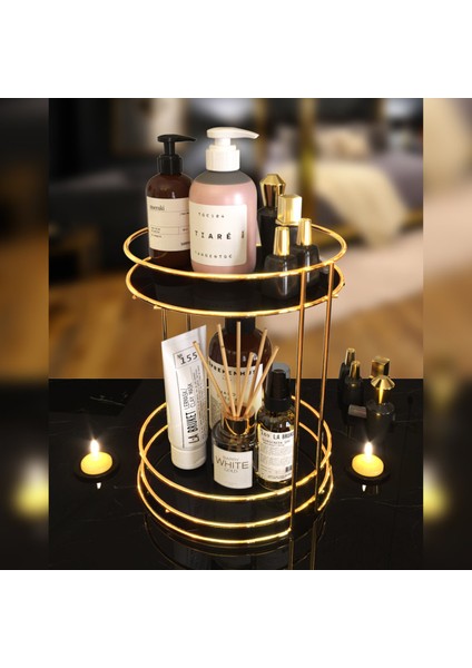 Iki Katlı Kozmetik Düzenleyici Organizer, Şık ve Pratik Saklama Çözümü