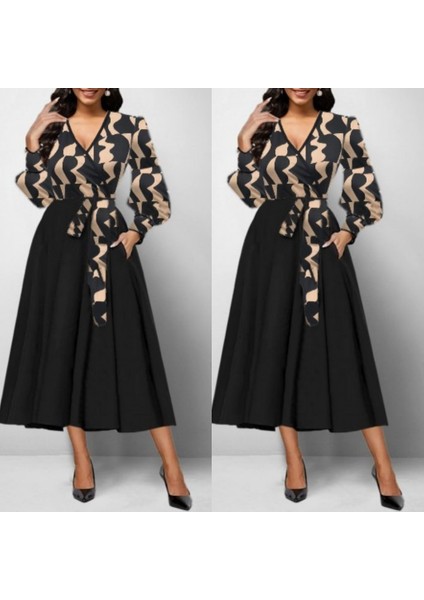 Meğdaix Kadın Uzun Kollu Kruvaze Yaka Dalgıç Krep Midi Boy Elbise fiyatları