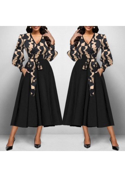 Meğdaix Kadın Uzun Kollu Kruvaze Yaka Dalgıç Krep Midi Boy Elbise modelleri