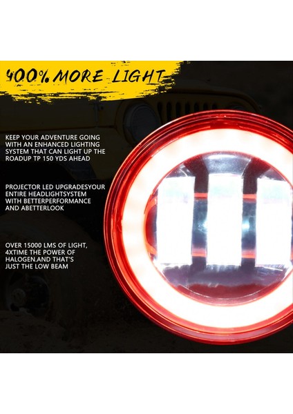 4 Inç LED Sis Fıçıları Halo Halka Jeep Wrangler Jk Için Işık Kırmızı Drl Sarı Sinyal (Kırmızı+Sarı+Beyaz) (Yurt Dışından) modelleri