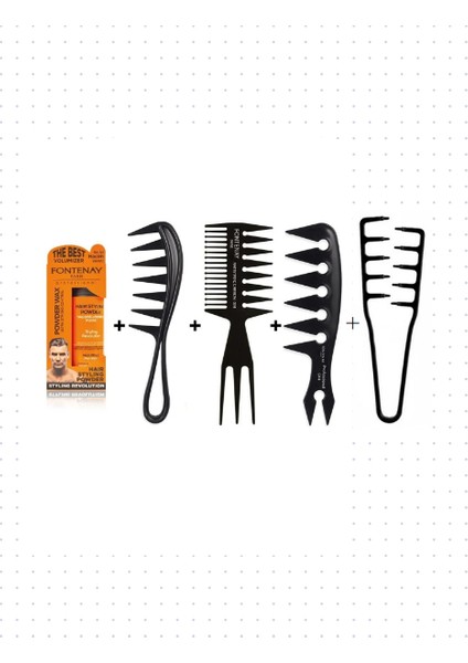 Saç Şekillendirici Toz Wax Ultra Strong Turuncu 20GR+ŞEKIL Tarak X3+Mucizevi Tarak 5'li Set