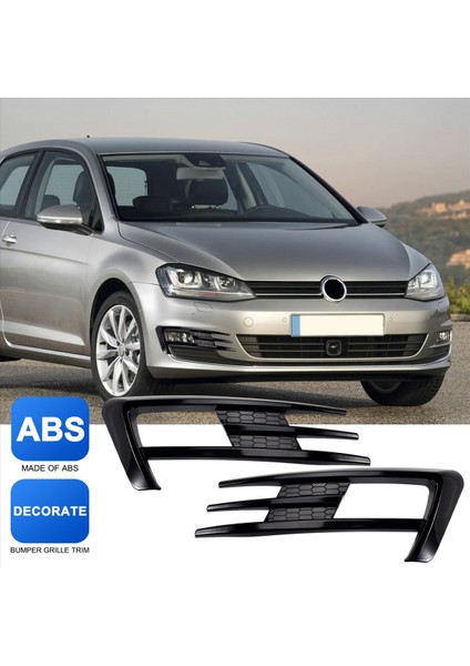Golf Için 7 Mk7 2014 2015 2016 2017 Ön Tampon Sis Izgarası Sis Lambası Kaş Kapağı Trim Parlak Siyah (Yurt Dışından) indirimleri