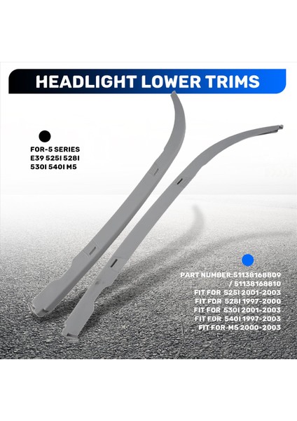 Araba Ön Taraf Far Alt Kalıp Trim 51138168809 51138168810 For-Bmw 5 Serisi E39 525I 528I 530I 540I M5 (Yurt Dışından) fırsatları