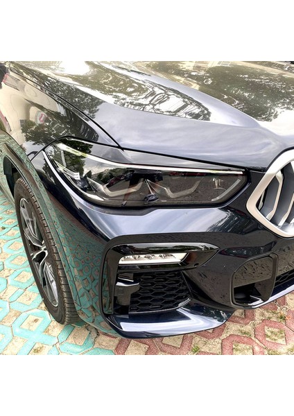 Bmw- X5 G05 X6 G06 2019 2020 2021 2022 Parlak Siyah Ön Far Lambası Kapağı Şeridi Kaş Trim Sticker (Yurt Dışından) fiyatları