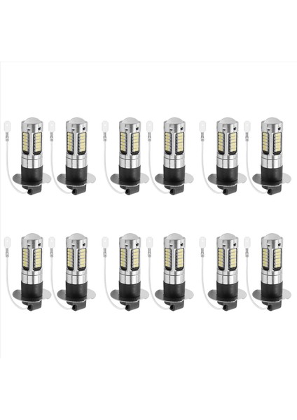 12PCS H3 Süper Parlak LED Sis Sürüş Drl Ampuller Kiti 6000K Beyaz (Yurt Dışından)