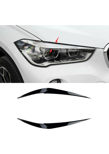 Ön Far Kapağı Kafası Işık Lambası Göz Kapağı Kaş Trim Abs Bmw X1 F48 Xdrive 2015-2021 Parlak Siyah (Yurt Dışından) fırsatları
