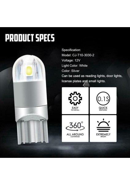 40PCS 6000K Canbus T10 168 194 W5W Dome Lisans Yan Işaretleyici LED Ampul Beyaz (Yurt Dışından) fiyatları