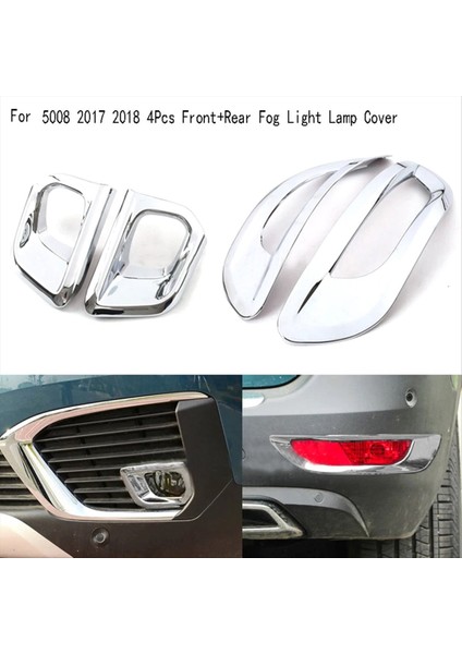 Peugeot 5008 2017 2018 Için 4pcs Chrome Front+Arka Sis Işık Lambası Kapağı Döşeme Sis Far Çerçevesi Döşeme (Yurt Dışından) modelleri