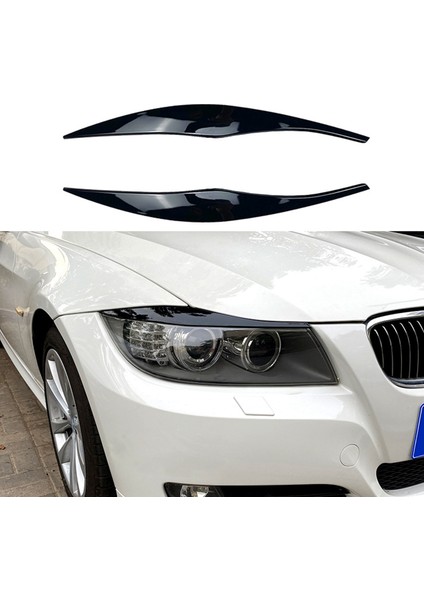 Bmw 3 Serisi Için E90 E91 320I 330I 2005-2012 Ön Far Kapağı Garnitür Şerit Kaş Kapağı Kaplama Etiketi Parlak Siyah (Yurt Dışından) fiyatları