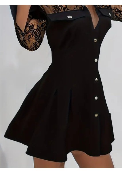 Meğdaix Kadın Uzun Kollu Yakalı Önden Düğmeli Cep Detaylı Mini Modal Elbise modelleri