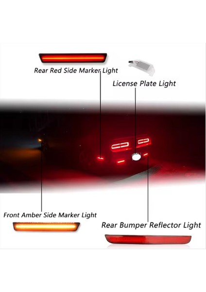 Dodge Challenger Için 2015-2022 Lens LED Yan Işaretçi Lambası Amber Ön Kırmızı Arka Yan Çamurluk Reflektör Işıkları (Yurt Dışından) fırsatları