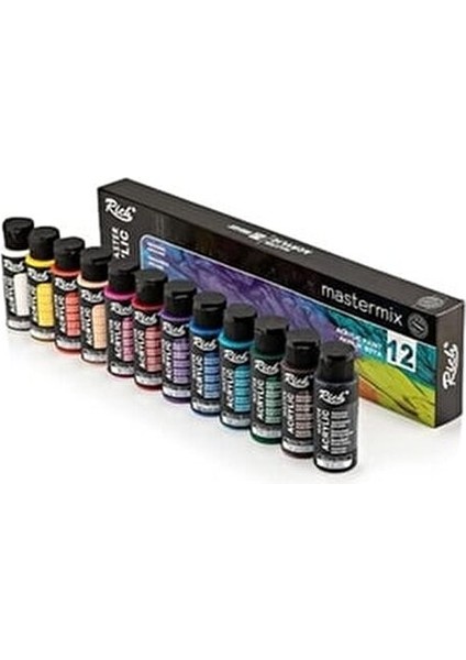 Master Mix Akrilik Boya Seti 12 Li 60CC Renkli Profesyonel Boyalar Türkiye Menşeli fiyatları