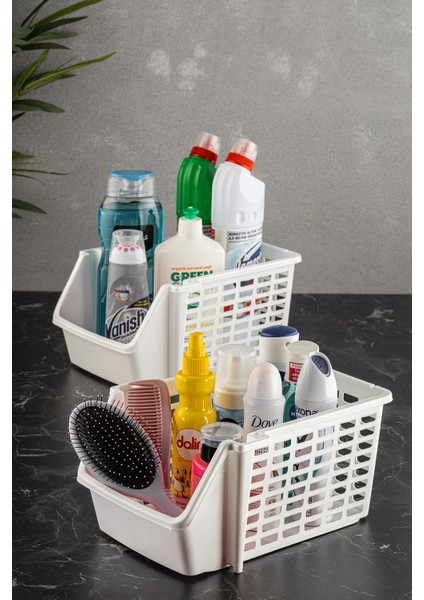 Iki Katlı Ayrılabilir Banyo ve Mutfak Rafı, Beyaz, Pratik ve Şık Tasarım