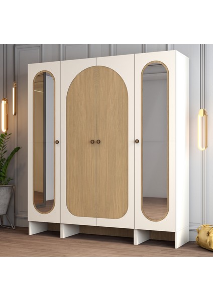 Münih 4 Kapaklı (313) Gardırop Krem / Gölge Çizgili Meşe fiyatları