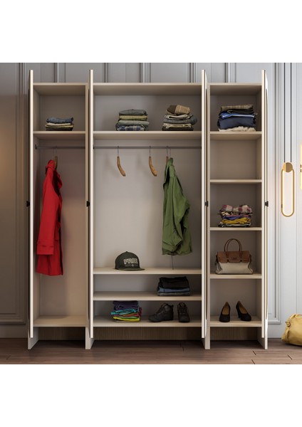 Münih 4 Kapaklı (313) Gardırop Krem / Gölge Çizgili Meşe indirimleri