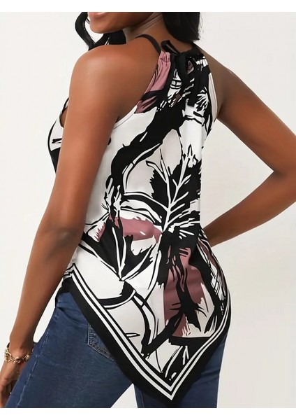 Meğdaix Kadın Üçgen Kesim Boyundan Bağlamalı Çiçek Desen Süprem Bluz modelleri