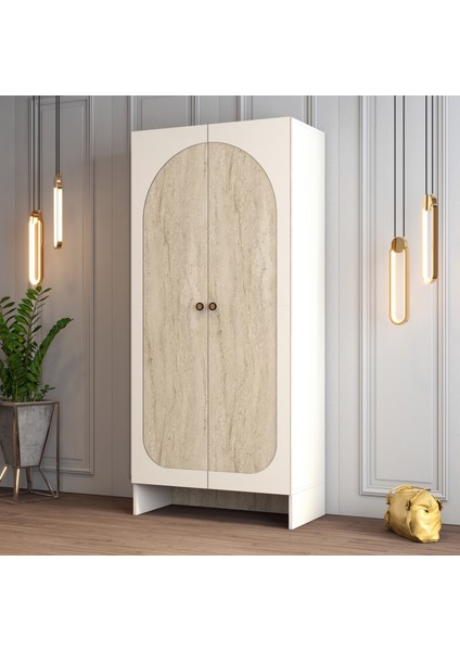 Münih 2 Kapaklı (1) Gardırop Krem / Traverten Mermer fiyatları