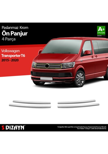 VW T6 Transporter Krom Ön Panjur 4 Prç. 2015-2020