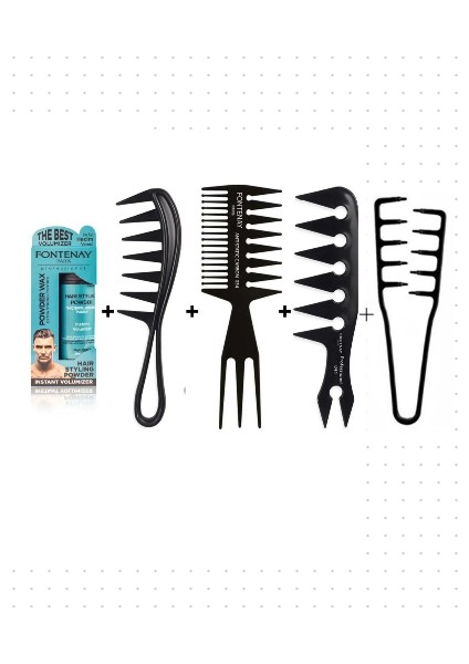 Saç Şekillendirici Toz Wax Matt Effect Mavi 20GR+ŞEKIL Tarak X3+Mucizevi Tarak 5'li Set