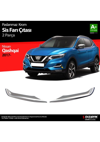 Nissan Qashqai Krom Sis Farı Çıtası 2 Prç 2017-2021