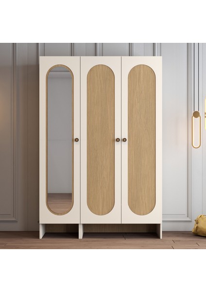 Münih 3 Kapaklı (23) Gardırop Krem / Gölge Çizgili Meşe fiyatları