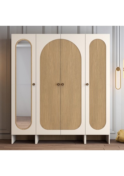 Münih 4 Kapaklı (413) Gardırop Krem / Gölge Çizgili Meşe fiyatları