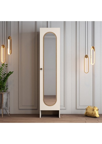 Münih 1 Kapaklı (3) Gardırop Krem / Gölge Çizgili Meşe