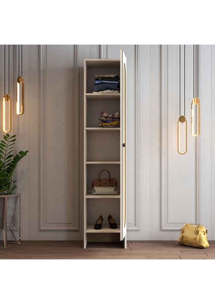 Münih 1 Kapaklı (3) Gardırop Krem / Gölge Çizgili Meşe modelleri