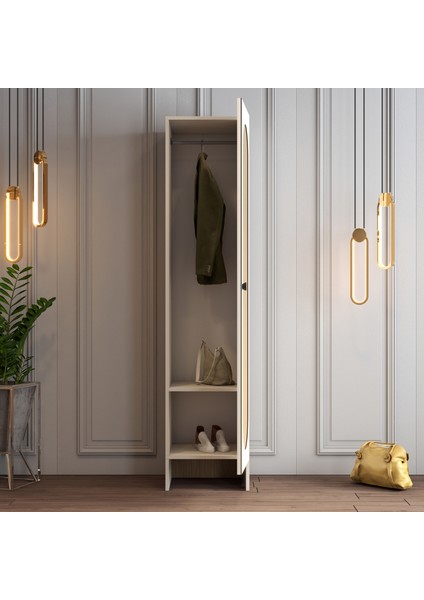 Münih 1 Kapaklı (3) Gardırop Krem / Gölge Çizgili Meşe fırsatları