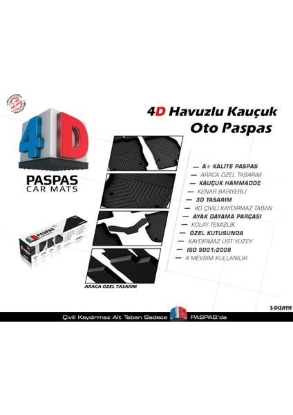 Honda Civic SD 4D Havuzlu Paspas 2012-2016 A+Kalite