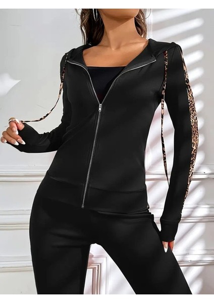 Meğdaix Kadın Uzun Kollu Kapşonlu Fermuarlı Bağcıklı Viskon Iki Iplik Bluz ve Pantolon Tayt fiyatları