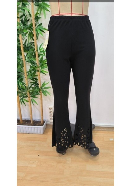 Meğdaix Kadın Yüksek Bel Paçaya Doğru Genişleyen Lazer Çiçek Kesim Detaylı Ithal Krep Pantolon fiyatları