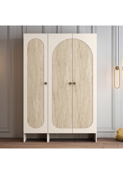 Münih 3 Kapaklı (14) Gardırop Krem / Traverten Mermer fiyatları