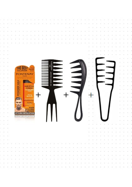 Saç Şekillendirici Toz Wax Ultra Strong Turuncu 20GR+ŞEKIL Tarak X2+Mucizevi Tarak 4'lü Set