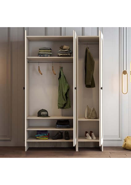 Münih 3 Kapaklı (14) Gardırop Krem / Traverten Mermer indirimleri