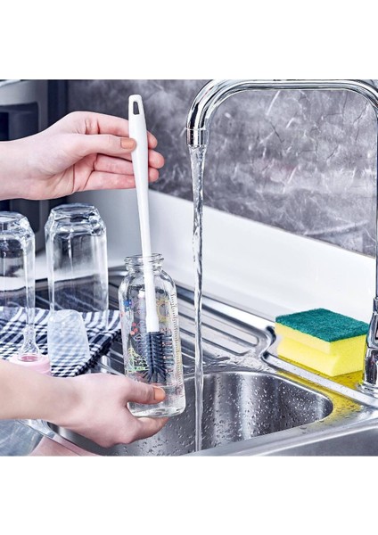 Iki Parça Renkli Mutfak Rafı ve Silikon Biberon Temizleme Fırçası Seti