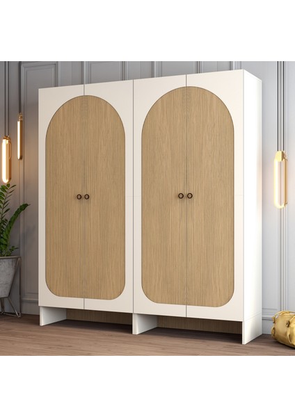 Münih 4 Kapaklı (11) Gardırop Krem / Gölge Çizgili Meşe fiyatları